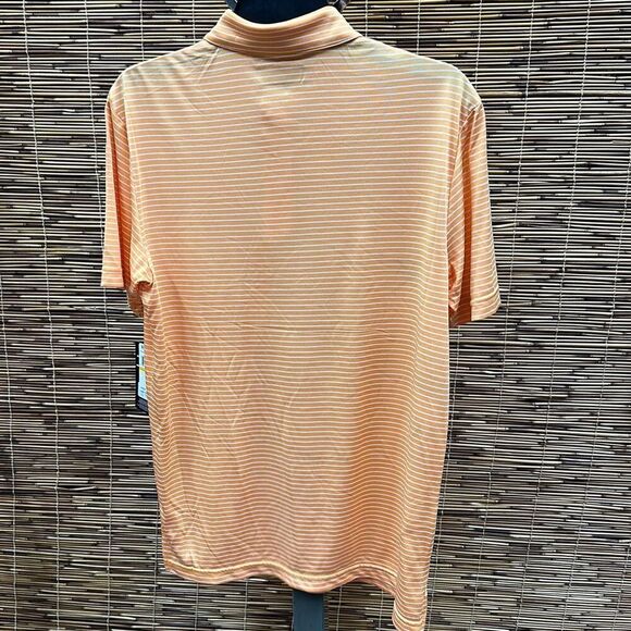PGA Tour Men S Single Feeder Stripe Golf Polo Orange Size Small - Picture 3 of 3